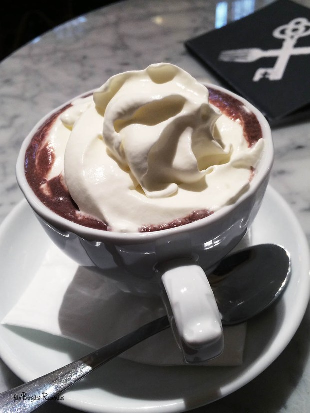 Chocolate topped with wipped cream