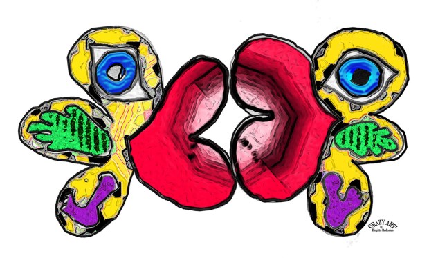 Crazy Art by me - Kissing lips