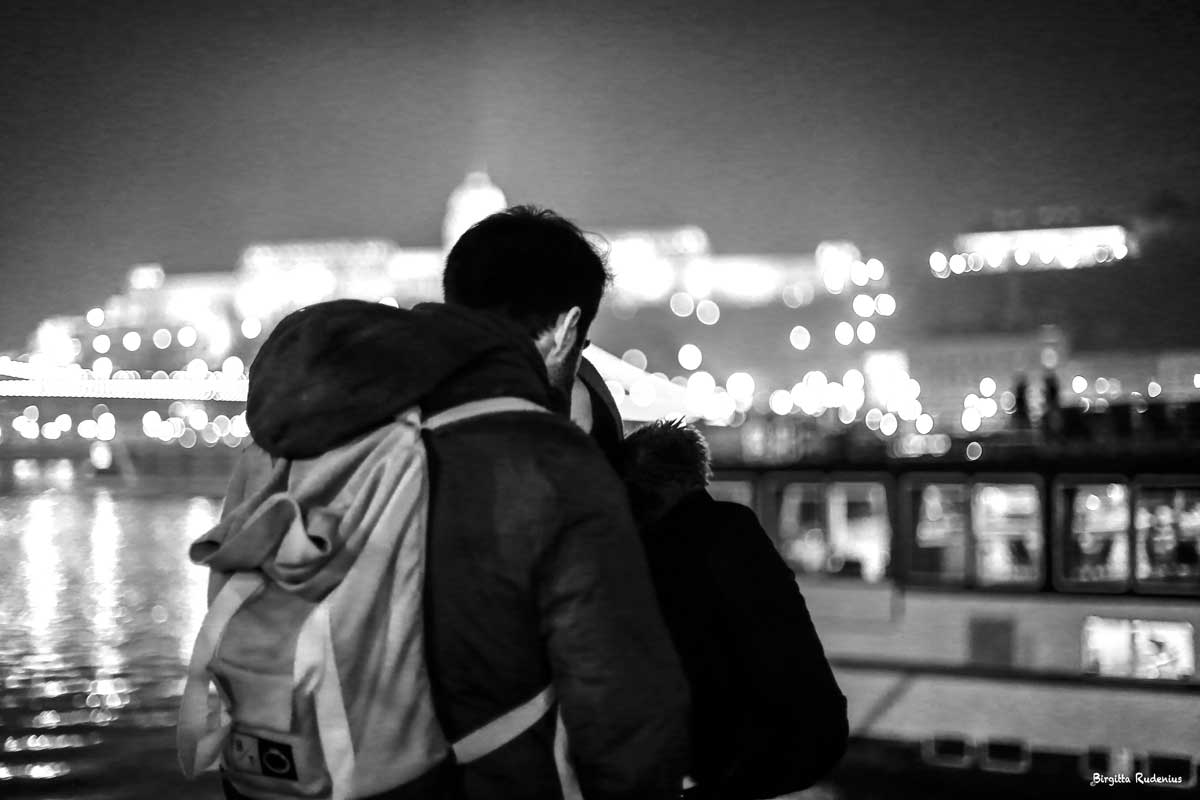 People in Budapest Celebrating New Year 2017.