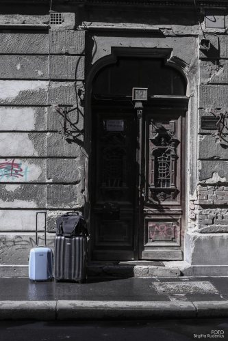 Traveling from door to door.