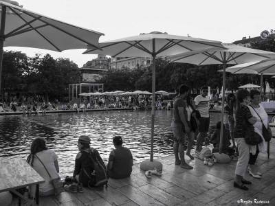 Relaxing in Déak Tér, Budapest.