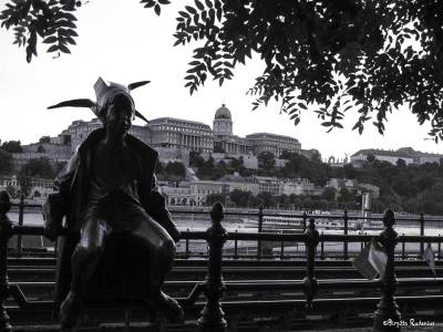 The little Princess statue in front of Buda Castle, Budapest.