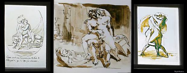 Erotisk konst på fönster. Skarshult Slott, Eslöv, Skåne.